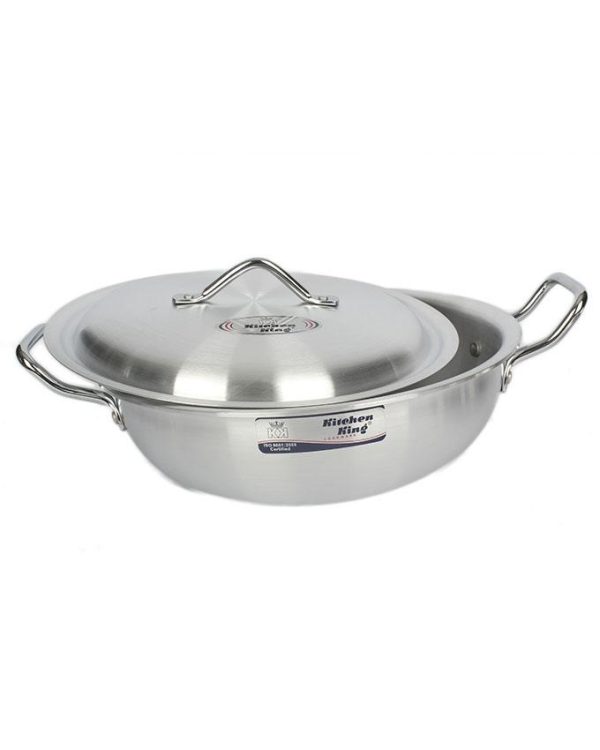 Aluminium Wok STIR Frying PAN Double Handle LID 8