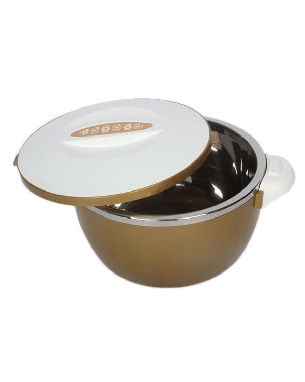 Thailand Hotpot Plastic 24cm White and Golden Color with Lockable Inner Stainless Steel