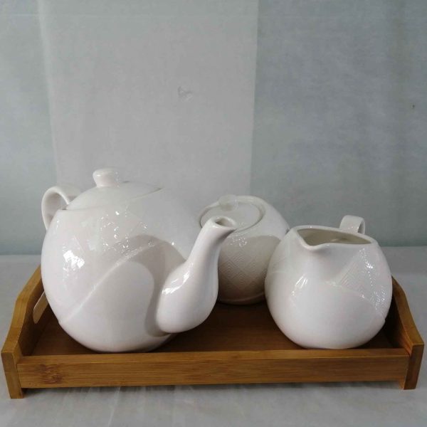 Tea Milk sugar set with bamboo tray