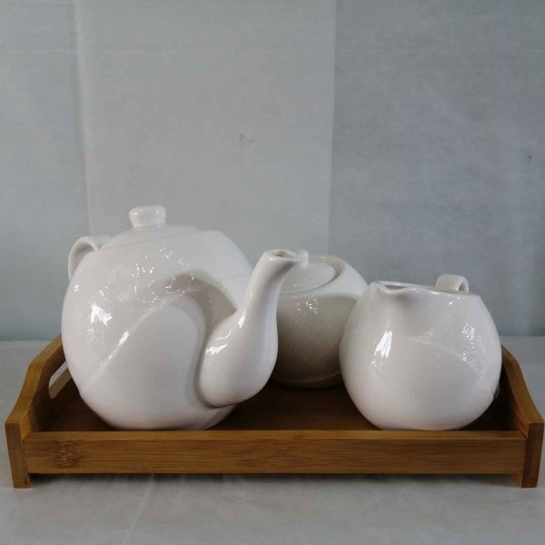 Tea Milk sugar set with bamboo tray