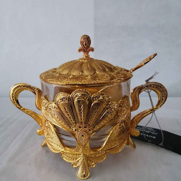 Royal Golden Sugar pot with spoon