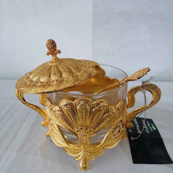 Royal Golden Sugar pot with spoon