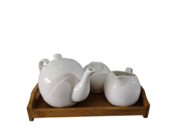 Tea Milk sugar set with bamboo tray