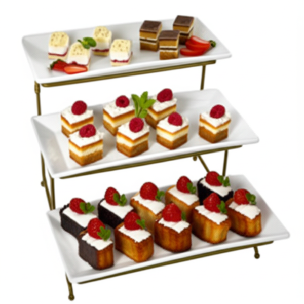 3 Tier Serving Tray with Golden Stand