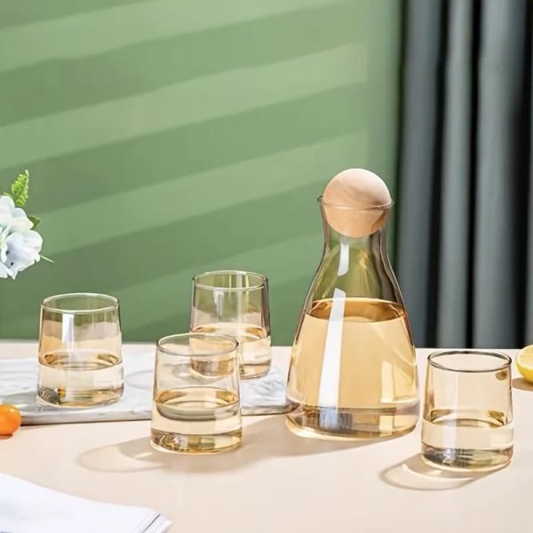 Water Set 7 pcs Nordic Classic Style Glass Set With Cork Lid - Image 4