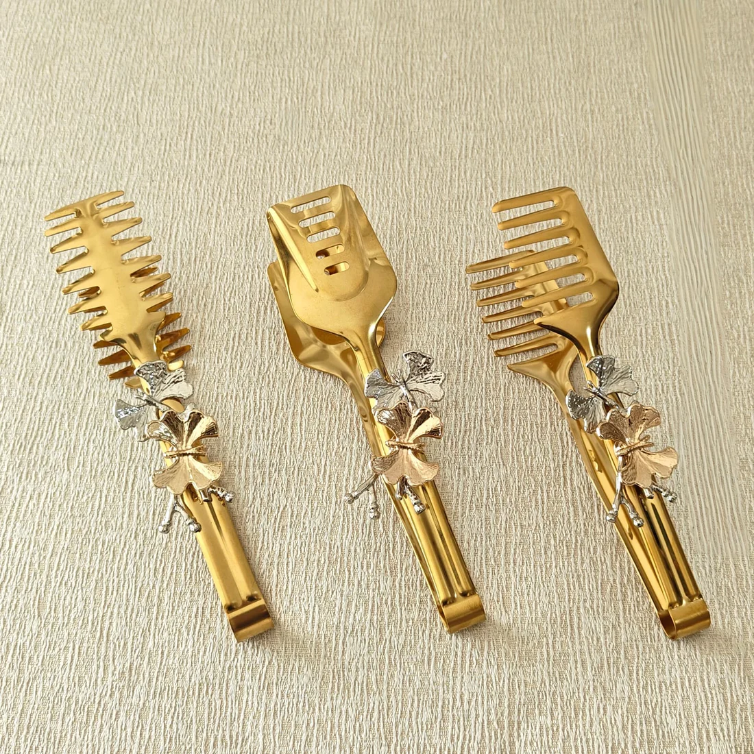Golden Tongs for Serving