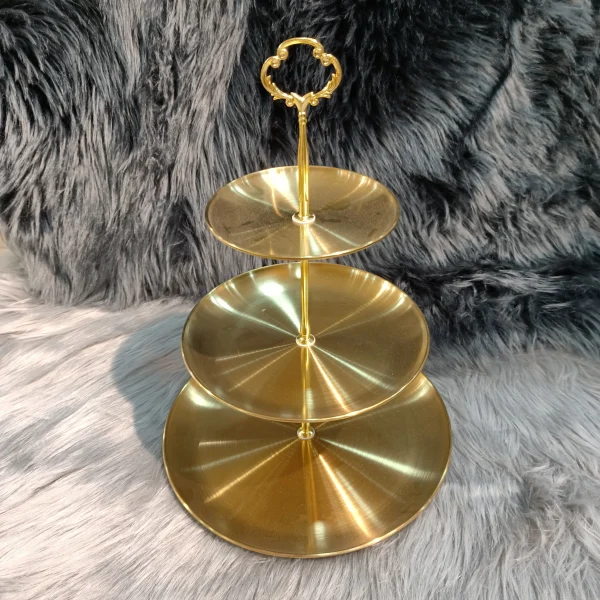 3 Tier Golden Pastry Tray - Image 2