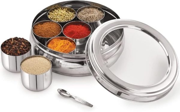 Stainless Steel Spice Box - Premium Quality with 7 Compartments