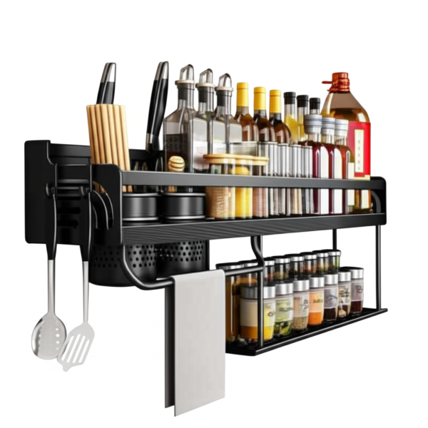 Wall-Mounted Kitchen Organizer & Spice Rack – Space-Saving Storage Solution