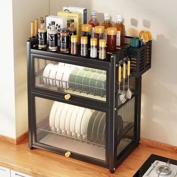 2-Layer Dustproof Kitchen Storage Rack