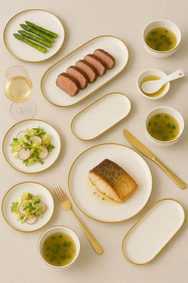 Gold Line Plates And Bowls - Image 3