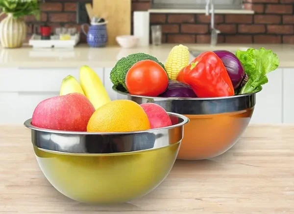 Raking 5-Piece Stainless Steel Mixing Bowl Set with Colorful Lids – 5 Quart Capacity - Image 2