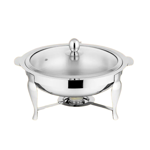 Elegant Stainless Steel Serving Dish with Tempered Glass Lid