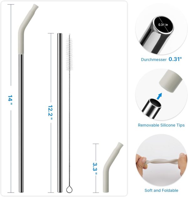 Stainless Steel Straw with Silicone Tip for  40oz Tumbler - Image 2