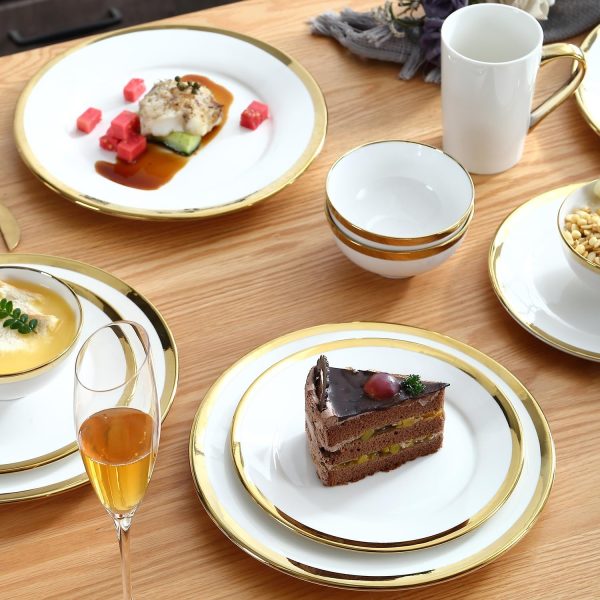 White Gold Rim Plates Set of 6