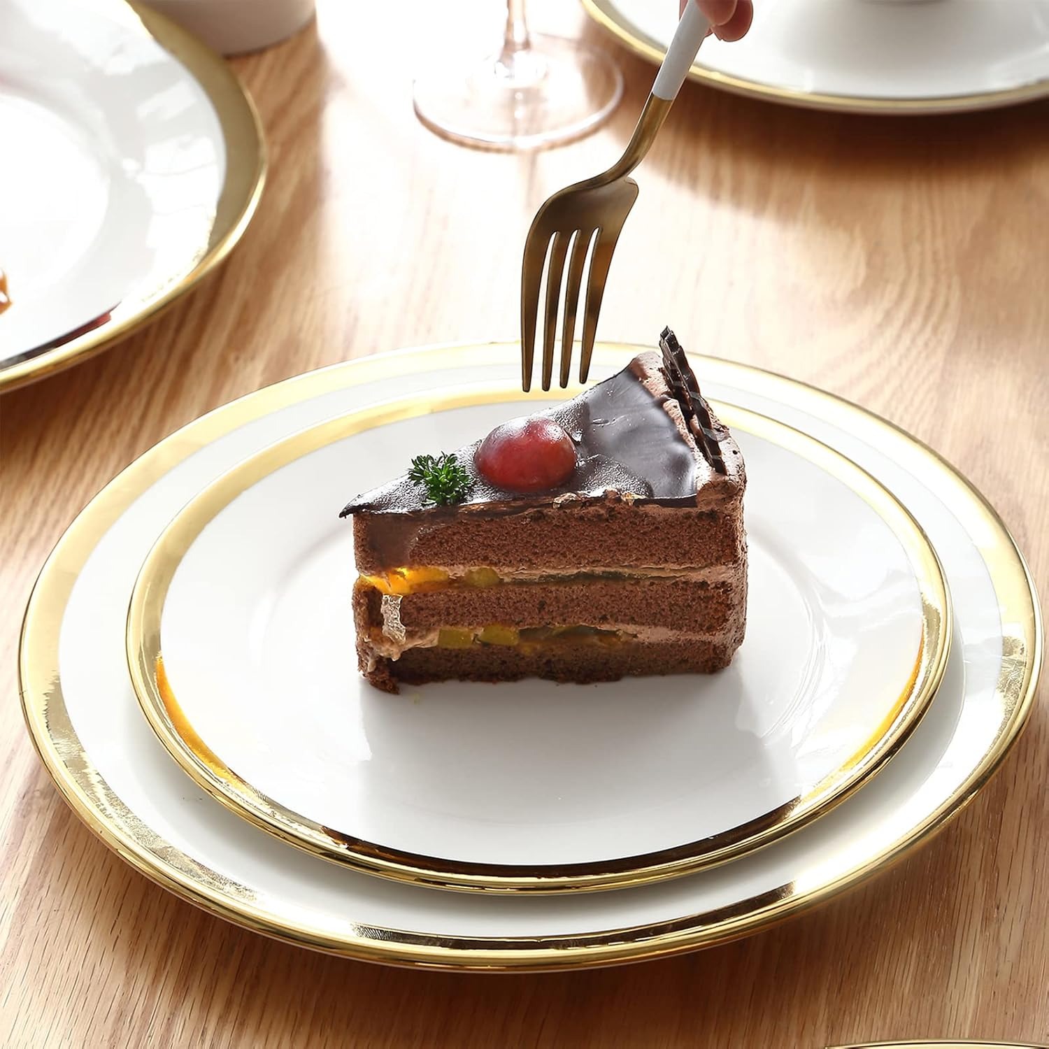 White Gold Rim Plates Set of 6