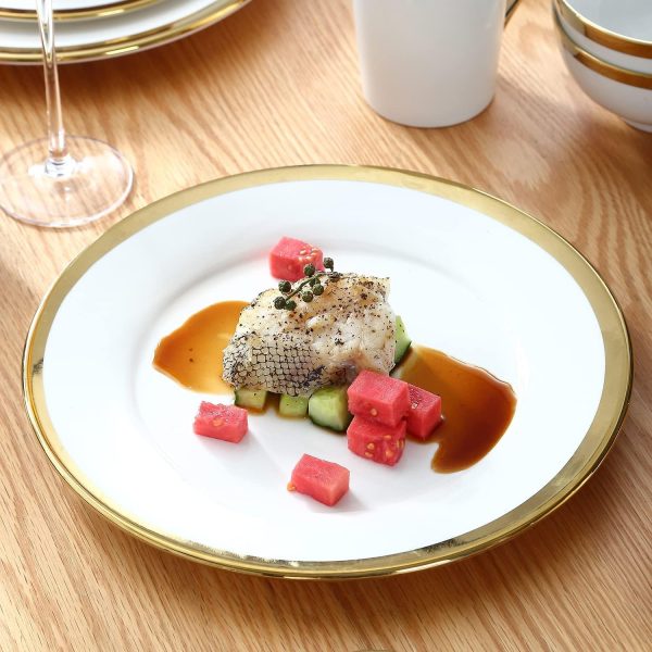 White Gold Rim Plates Set of 6