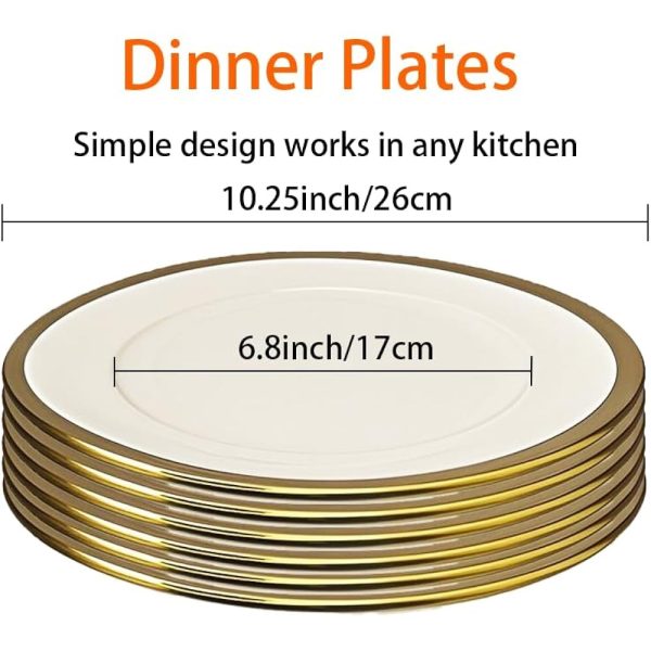 White Gold Rim Plates Set of 6