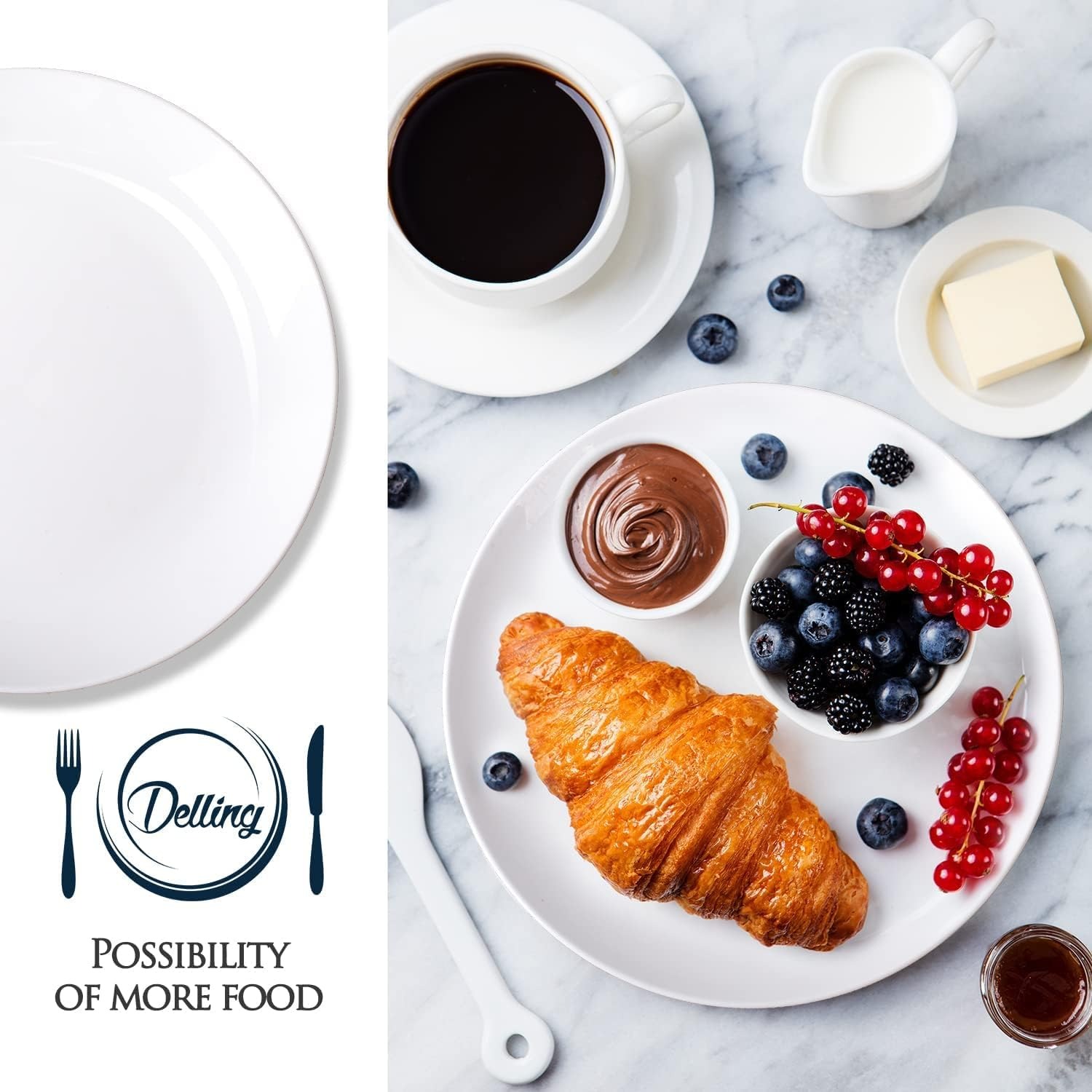 Elegant Ceramic White Rice Plates set of 6 - Image 4