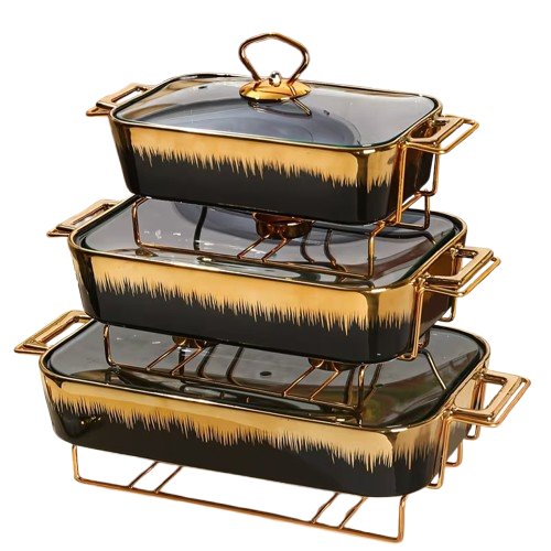 Luxury 3-Piece Ceramic Chafing Dish Set